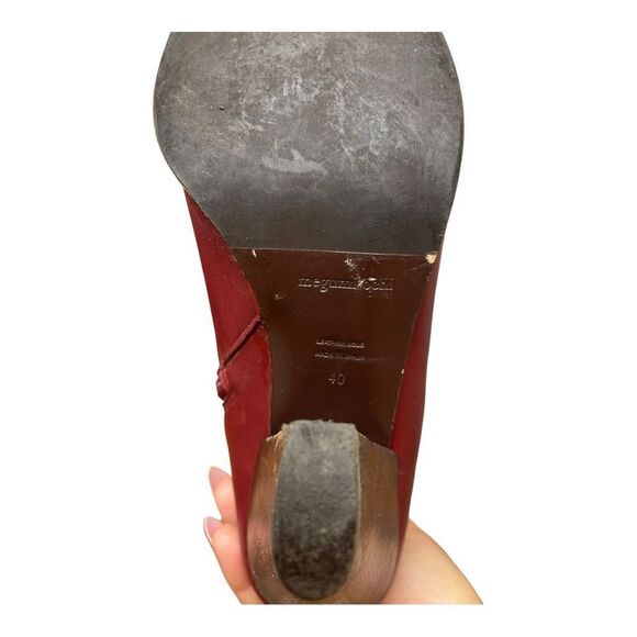 Megumi Ochi Red Soft Leather Ankle Boots Round Toe Chunky Heel Sz 40 Sz 8.5 - Picture 5 of 10